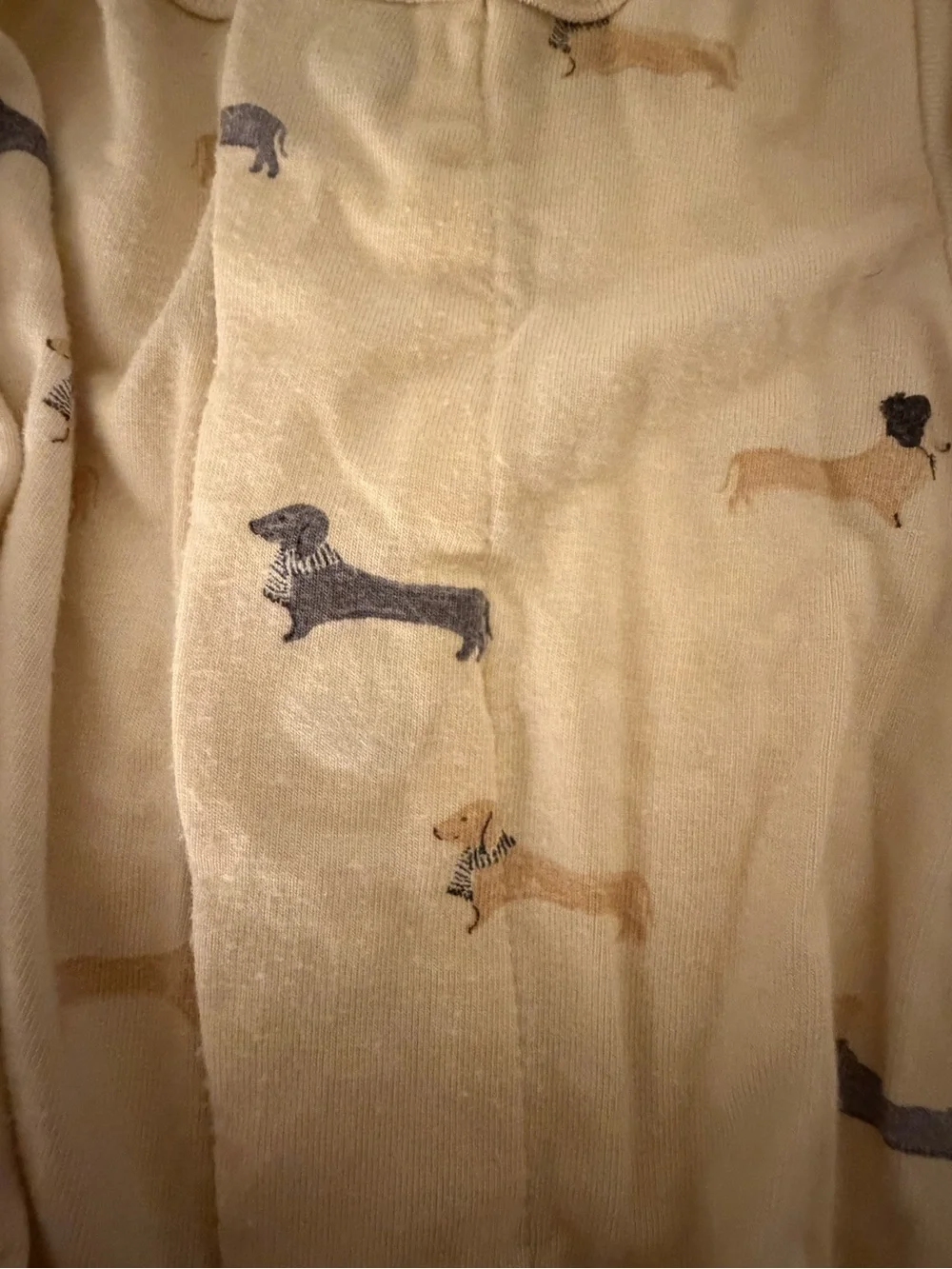 Magnetic Me Cream One-Piece Footed Sleeper with Dog Print